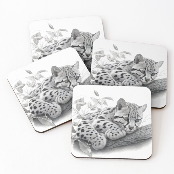 Item preview, Black and white ocelot pencil drawing designed and sold by Pencil-Art.