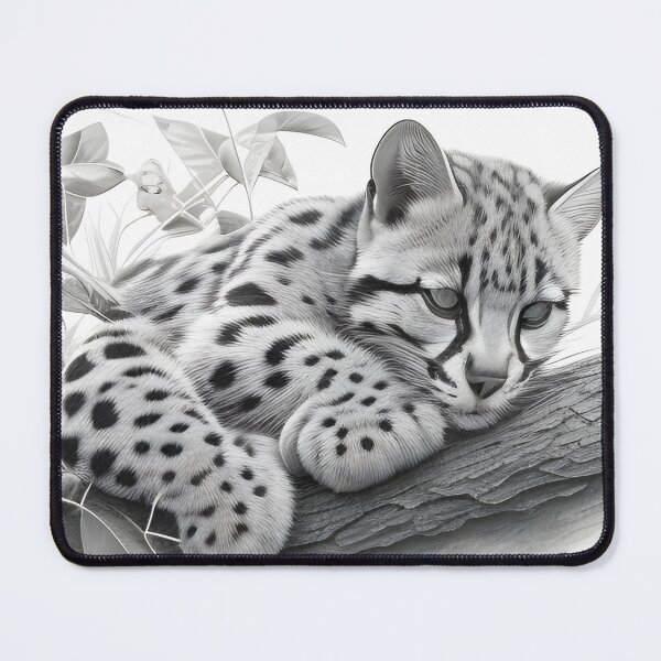 Item preview, Black and white ocelot pencil drawing designed and sold by Pencil-Art.