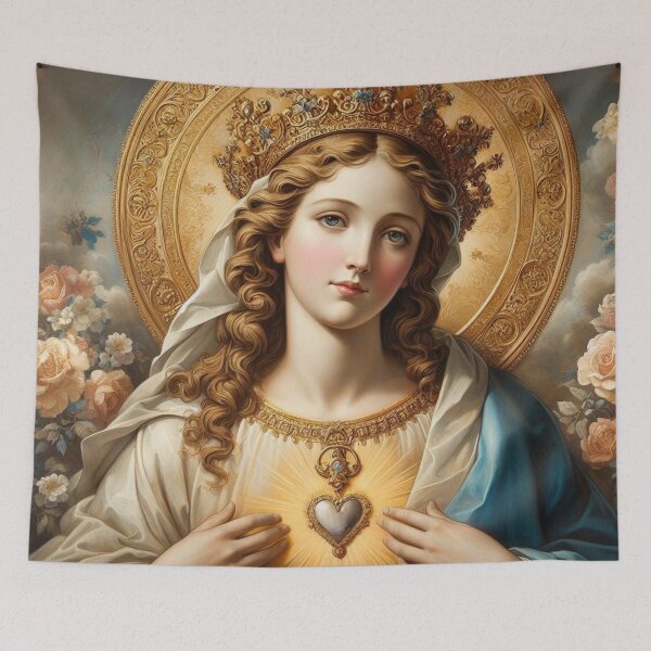 Item preview, Beautiful portrait of the Virgin Mary - Catholic Art designed and sold by GaleriaDivina.