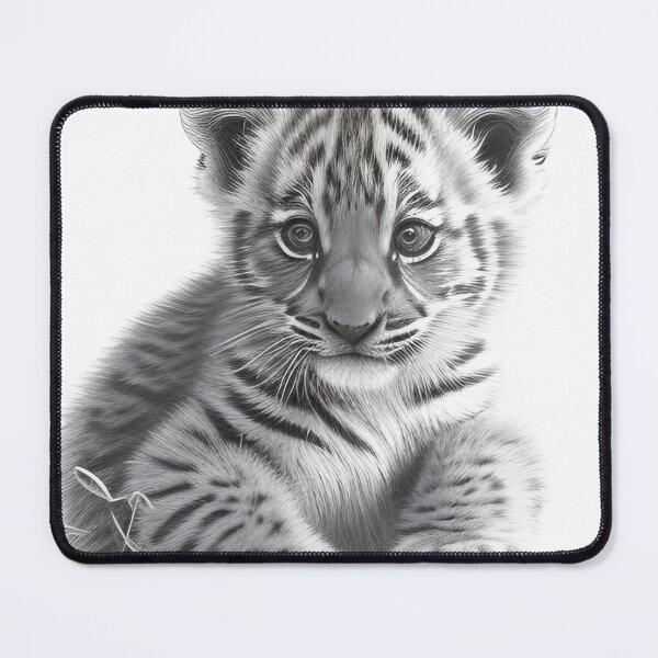 Item preview, Black and white tiger pencil drawing designed and sold by Pencil-Art.