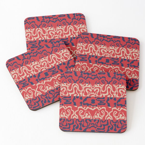 Item preview, Red on Blue and Tan Squiggle Stripes designed and sold by GreyMoonForest.