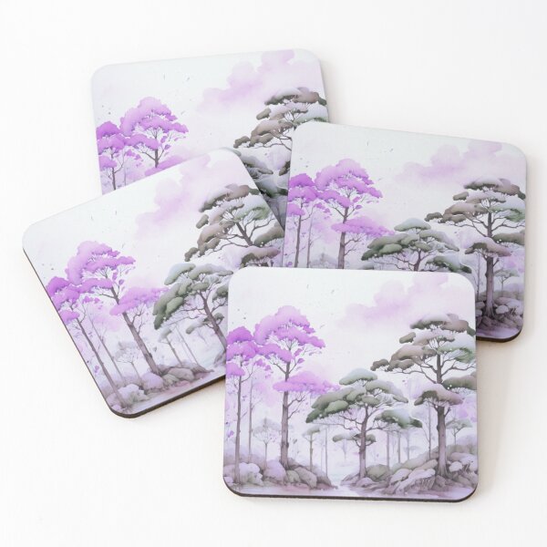 Item preview, Forest scene violet and grey designed and sold by Flowersonstuff.