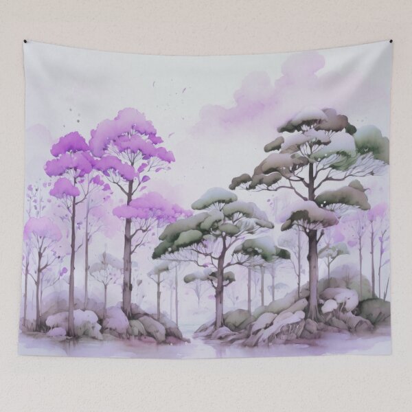 Item preview, Forest scene violet and grey designed and sold by Flowersonstuff.