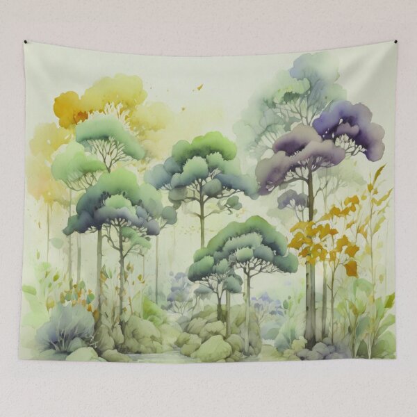 Item preview, Forest scene in green designed and sold by Flowersonstuff.