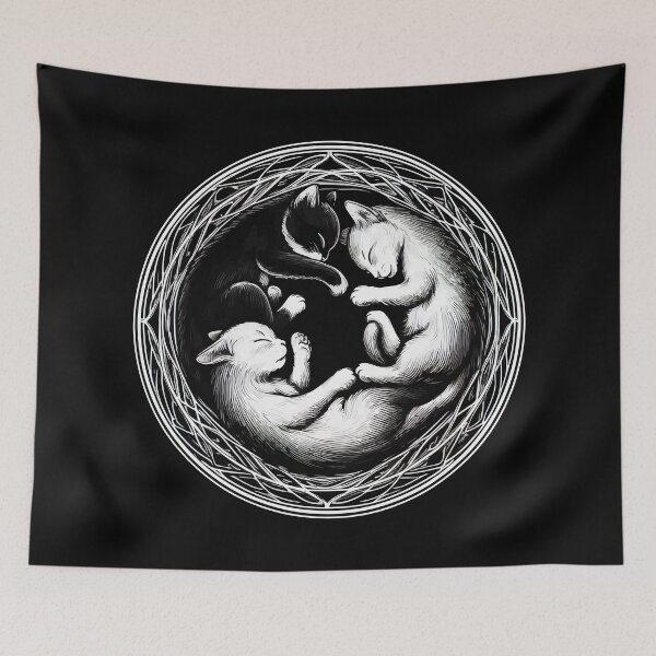 Item preview, Monochromatic Black And White Sleeping Kitten designed and sold by TomFrontierArt.
