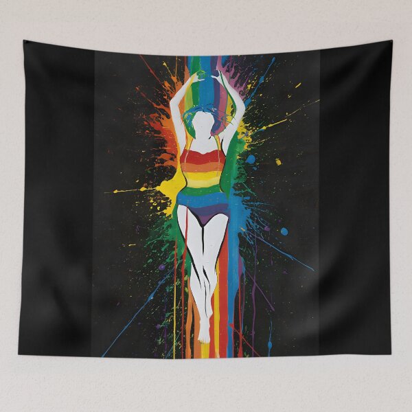 Item preview, Exotic Woman in a Rainbow Bikini - Original Oil Painting, Perfect for Gifts and Home Decorations designed and sold by GL!TCH LAB.