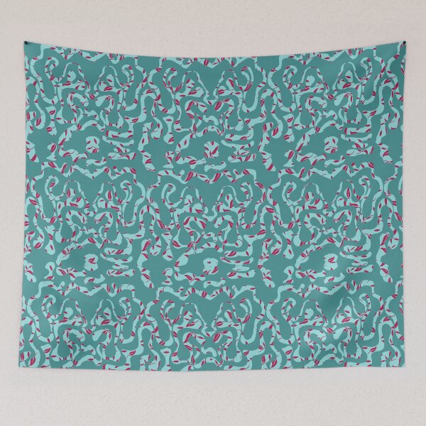 Item preview, Green on Maroon Green pattern Squiggle  designed and sold by GreyMoonForest.