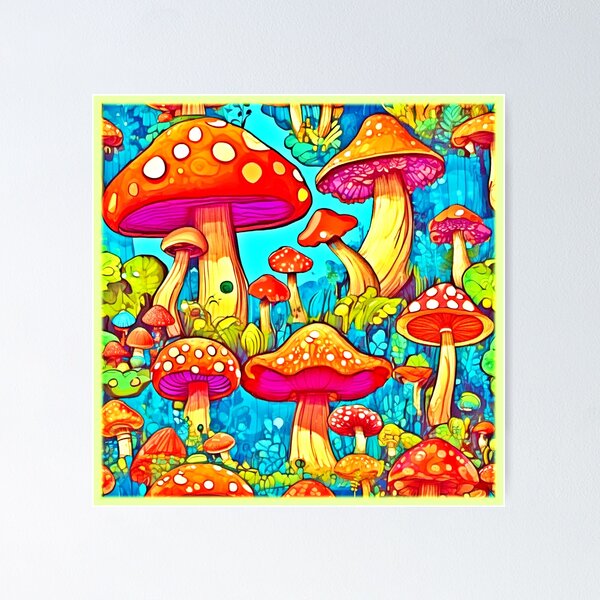 Item preview, Vibrant Mushroom Illustration Art designed and sold by Health And Fitness Posts e-Store.