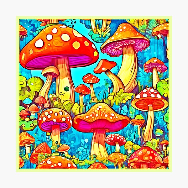 Item preview, Vibrant Mushroom Illustration Art designed and sold by Health And Fitness Posts e-Store.