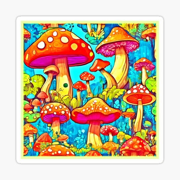 Item preview, Vibrant Mushroom Illustration Art designed and sold by Health And Fitness Posts e-Store.