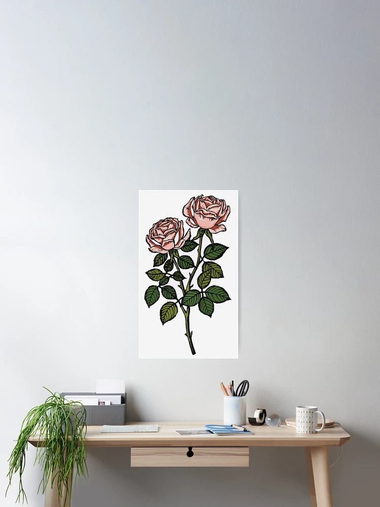 Thumbnail 2 of 3, Poster, Retro Roses designed and sold by SamJanner.