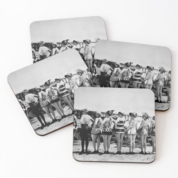 Item preview, Swimwear Models at the Beach, Vintage Black and White Photo designed and sold by modernretro.