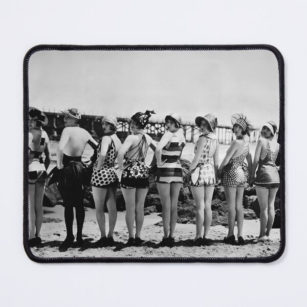 Item preview, Swimwear Models at the Beach, Vintage Black and White Photo designed and sold by modernretro.