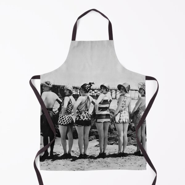 Item preview, Swimwear Models at the Beach, Vintage Black and White Photo designed and sold by modernretro.