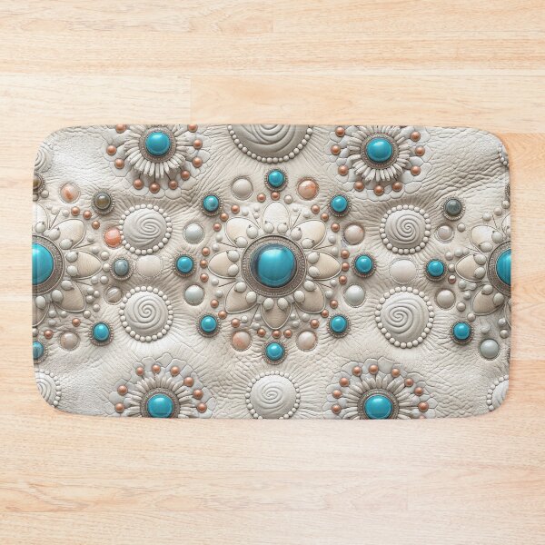 Item preview, Mandala in beige leather, pearls and turquoise designed and sold by Fantasyplus.