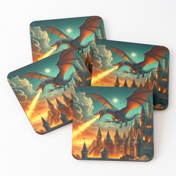 Item preview, Dragon above the castle. designed and sold by MyHappyArtShop.