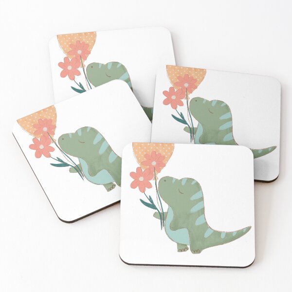 Item preview, Cute Dinosaur with Flowers and a Balloon designed and sold by aneladesigns.