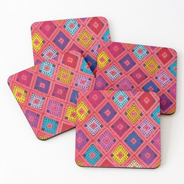 Item preview, Maximalist decor geometric embroidery multicolor patchwork vibrant folk art designed and sold by T-Mex.