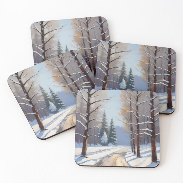Item preview, Winter, snow, trees, road, impressionist painting designed and sold by lonelymoony.