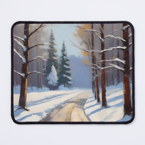 Item preview, Winter, snow, trees, road, impressionist painting designed and sold by lonelymoony.