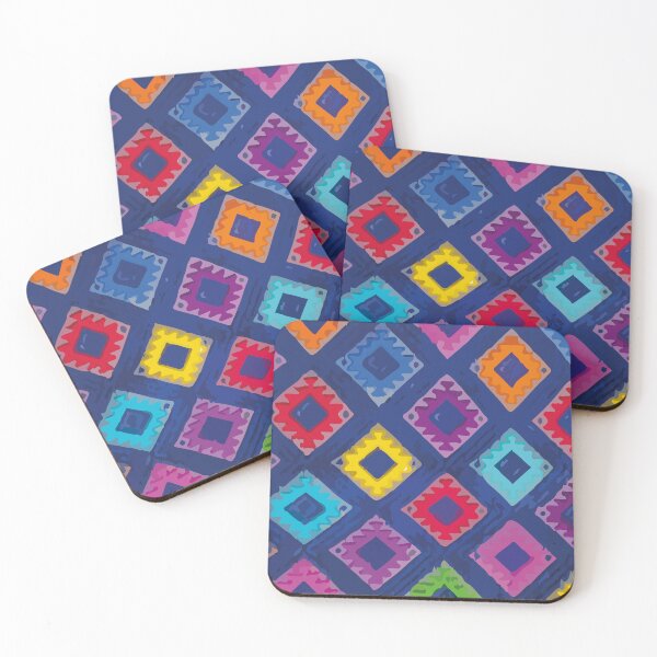 Item preview, Royal blue rainbow geometric mexican embroidery maximalist decor  designed and sold by T-Mex.