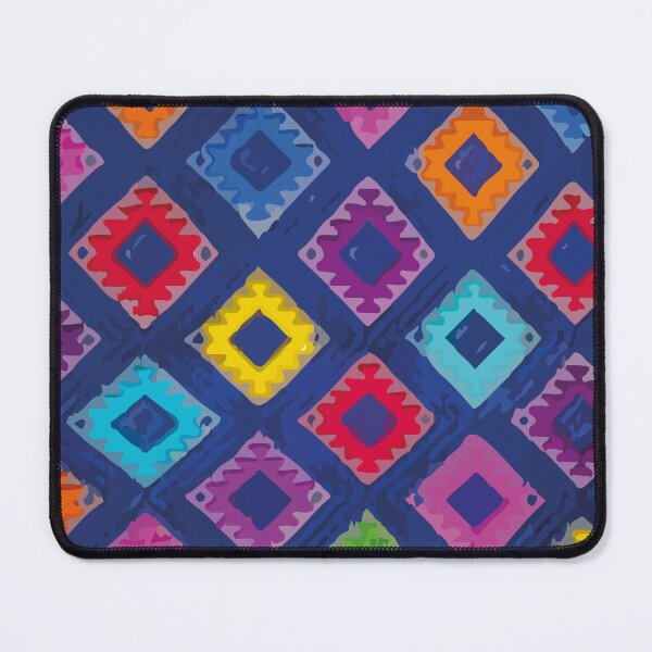 Item preview, Royal blue rainbow geometric mexican embroidery maximalist decor designed and sold by T-Mex.