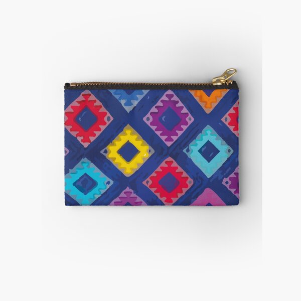 Item preview, Royal blue rainbow geometric mexican embroidery maximalist decor  designed and sold by T-Mex.