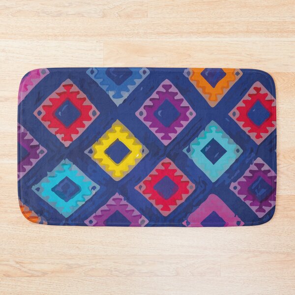 Item preview, Royal blue rainbow geometric mexican embroidery maximalist decor  designed and sold by T-Mex.