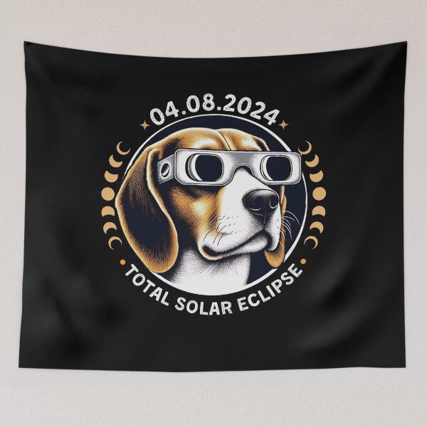 Item preview, Beagle Dog  In TotalSolar Eclipse, wearing eclipse glasses designed and sold by ArtByKatti.