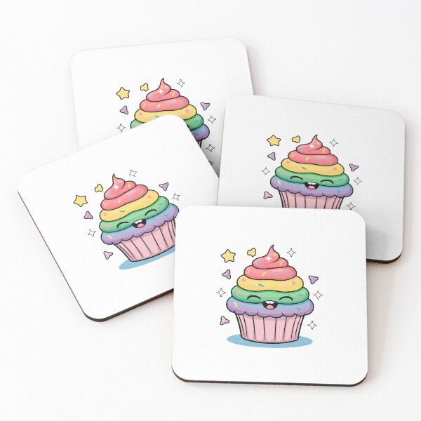 Item preview, A Kawaii giggling cupcake with rainbow frosting and sprinkles designed and sold by MaateoDesign.