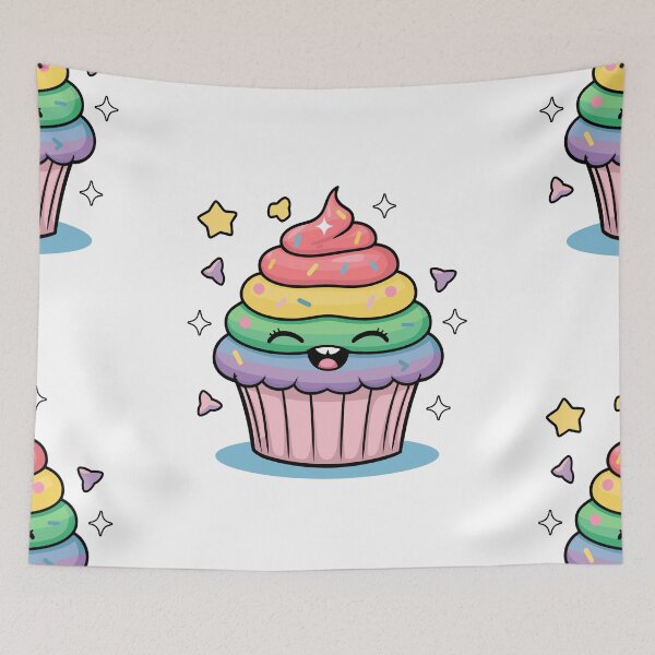 Item preview, A Kawaii giggling cupcake with rainbow frosting and sprinkles designed and sold by MaateoDesign.
