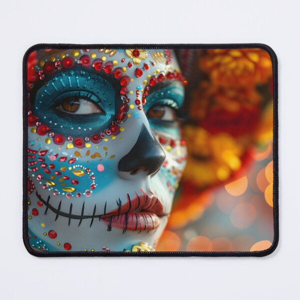 Item preview, Colorful Dia de los Muertos art portrait designed and sold by Artessie.