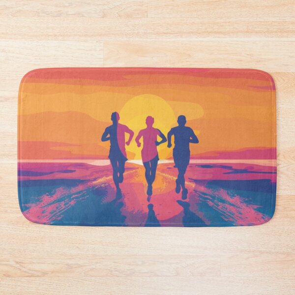 Item preview, Sunset gradient backdrop runners crossing finish line Active Outdoors Inspired Art designed and sold by CDC40.