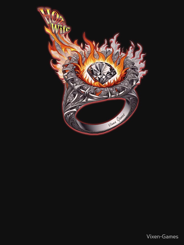 Thumbnail 3 of 3, Fitted V-Neck T-Shirt, Hot Wife Wedding Ring Fire designed and sold by Vixen-Games.