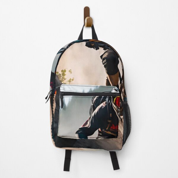 Item preview, Dusty Trail Descent: Mountain Biker in Full Flight designed and sold by GrizzlyCollective.