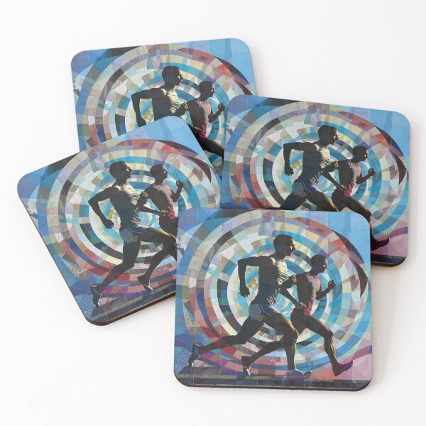 Item preview, Runners powering through course geometric patterns  Active Outdoors Inspired Art designed and sold by CDC40.