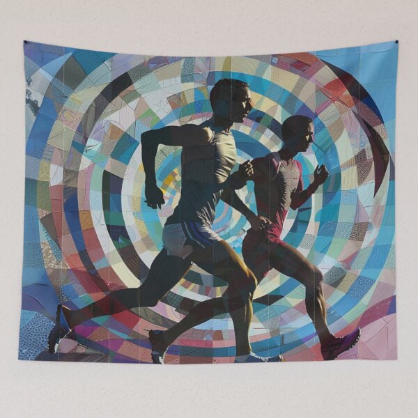 Item preview, Runners powering through course geometric patterns  Active Outdoors Inspired Art designed and sold by CDC40.