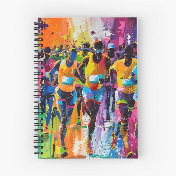Item preview, Abstract depiction marathon runners racing vivid colours Active Outdoors Inspired Art designed and sold by CDC40.