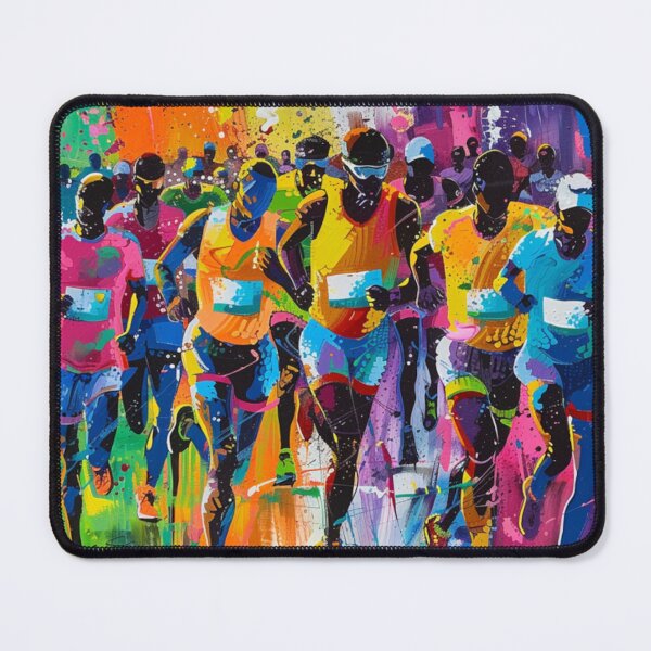 Item preview, Abstract depiction marathon runners racing vivid colours Active Outdoors Inspired Art designed and sold by CDC40.