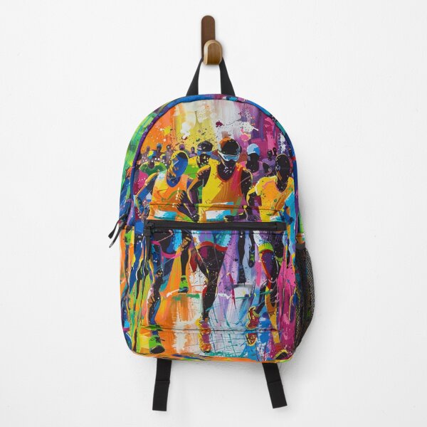 Item preview, Abstract depiction marathon runners racing vivid colours Active Outdoors Inspired Art designed and sold by CDC40.