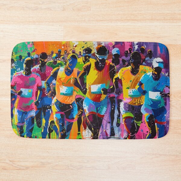Item preview, Abstract depiction marathon runners racing vivid colours Active Outdoors Inspired Art designed and sold by CDC40.