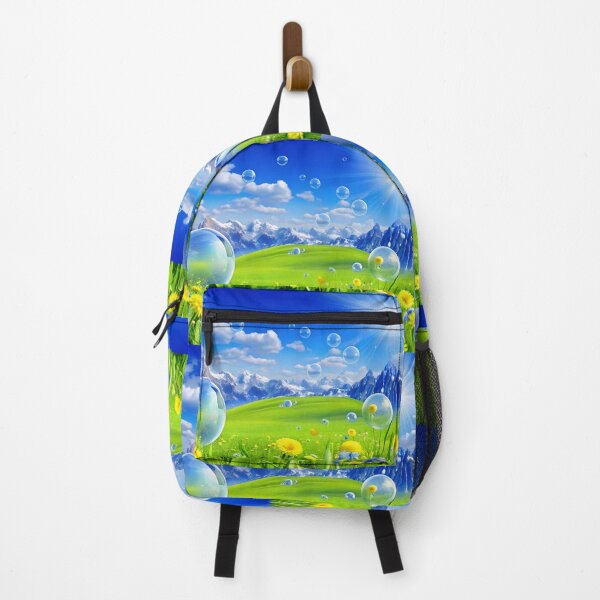 Item preview, Frutiger Aero y2k Aesthetic Meadow with Bubbles and Mountains and Sky designed and sold by bearslover.