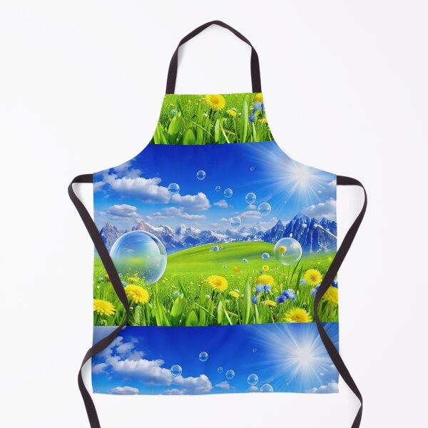 Item preview, Frutiger Aero y2k Aesthetic Meadow with Bubbles and Mountains and Sky designed and sold by bearslover.