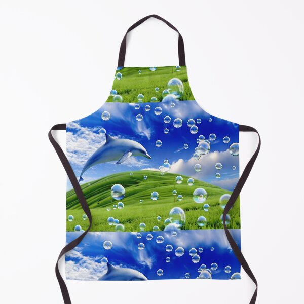 Item preview, Frutiger Aero Dolphin y2k Aesthetic Meadow with Bubbles and Mountains and Sky designed and sold by bearslover.