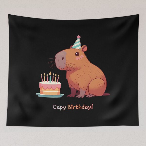 Item preview, Cappy Capy Birthday Capybara Kawaii  designed and sold by These_Prints.