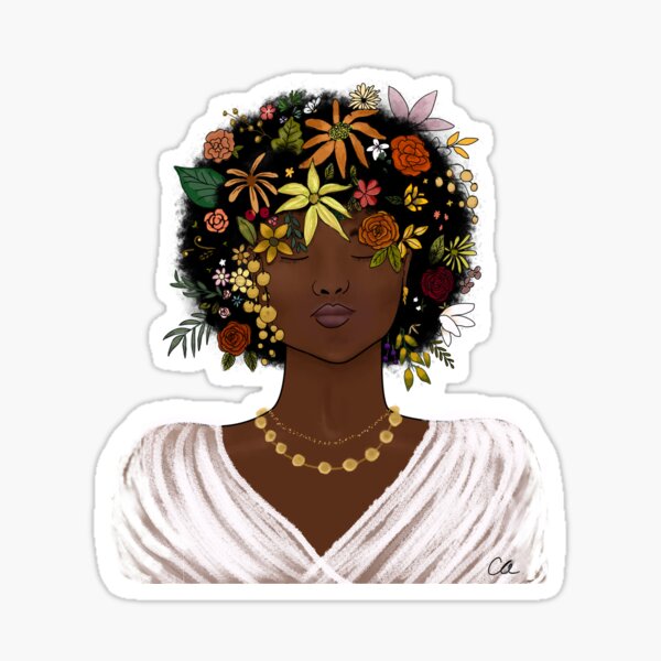 Aperçu de l'œuvre  Afro fleuri élégant version 3 Dos marron foncé créée et vendue par ClearAndHappy.