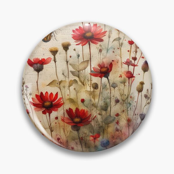 Item preview, Red and yellow wildflowers with moon designed and sold by Coolparrotgirl.