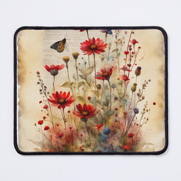 Item preview, Red and yellow wildflowers with moon designed and sold by Coolparrotgirl.