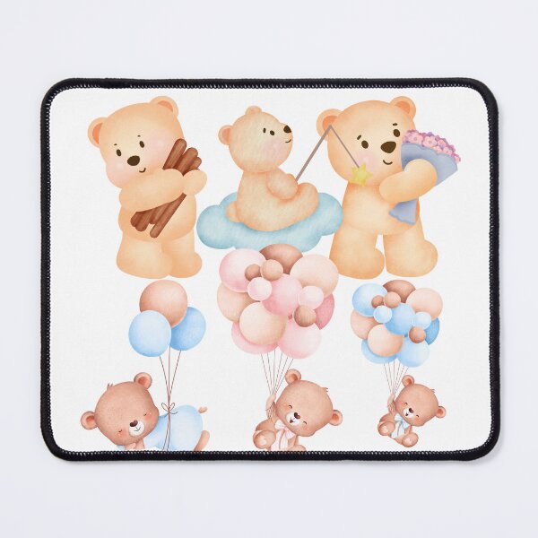 Item preview, Adorable bears, happy bear, bear in clouds & bear with flowers designed and sold by Fanatic Nerd.