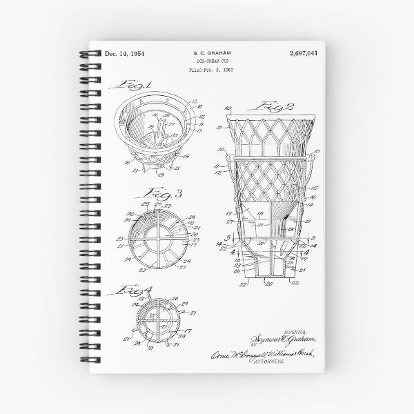 Artikelvorschau, Eisbecher 1954 Patent Art Weißer Hintergrund entworfen und verkauft von Peek-Designs.
